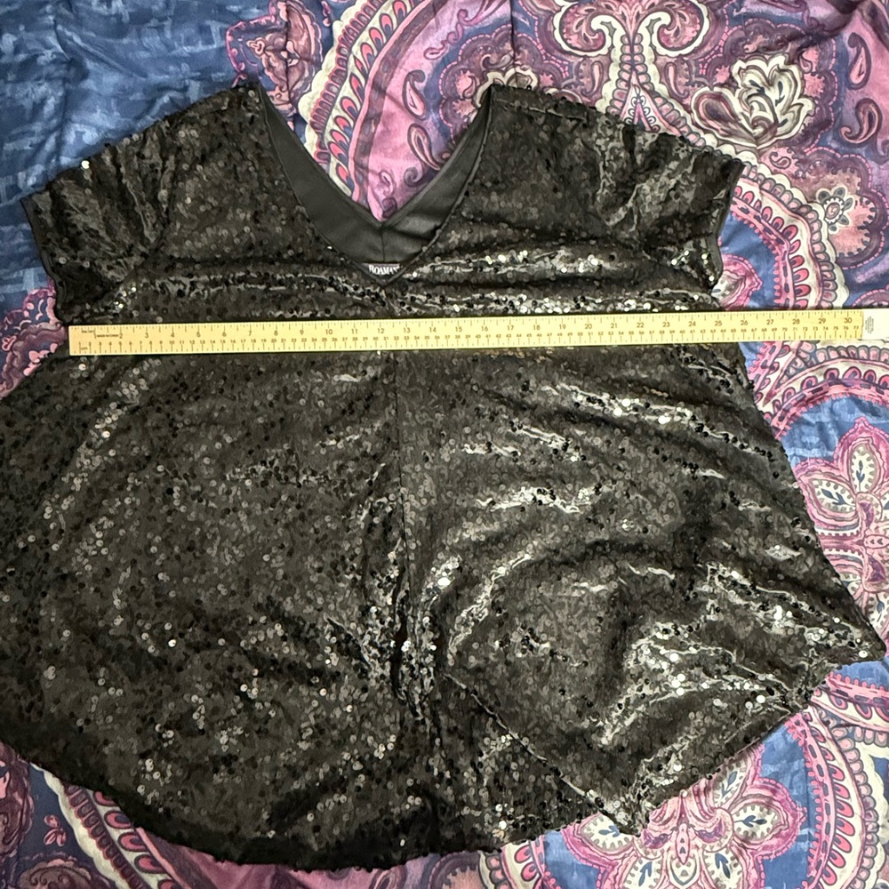 Roaman's Women’s Black Sequins Short Sleeve‎ Blouse Plus Size 20W - Picture 8 of 9